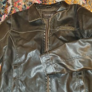 Guess chocolate vegan leather men's jacket